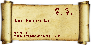 Hay Henrietta névjegykártya